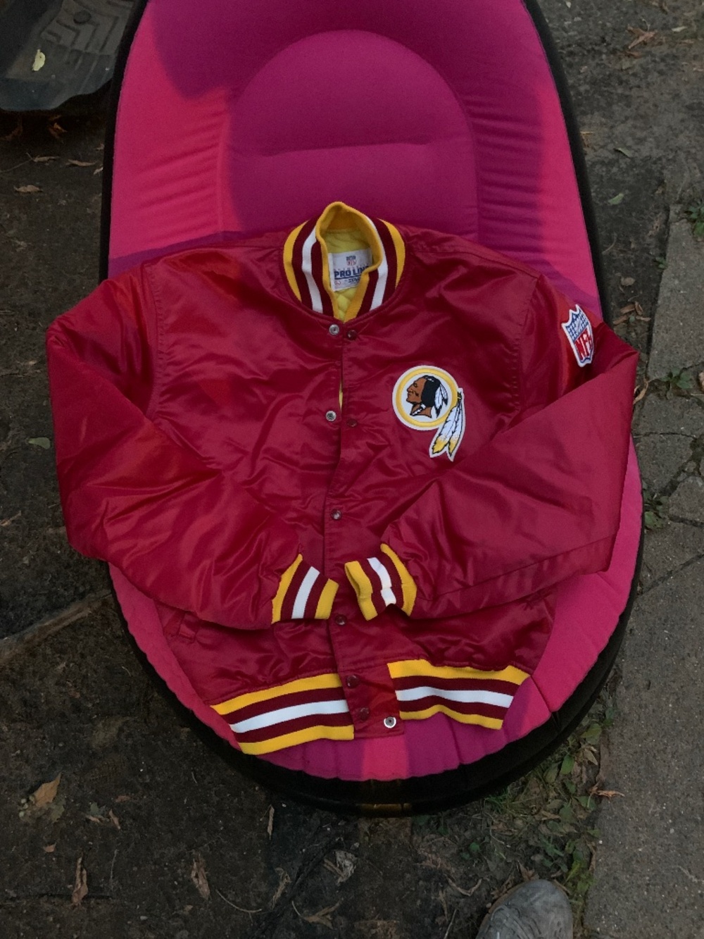 STARTER Burgundy and Yellow Washington Redskins Satin Jacket